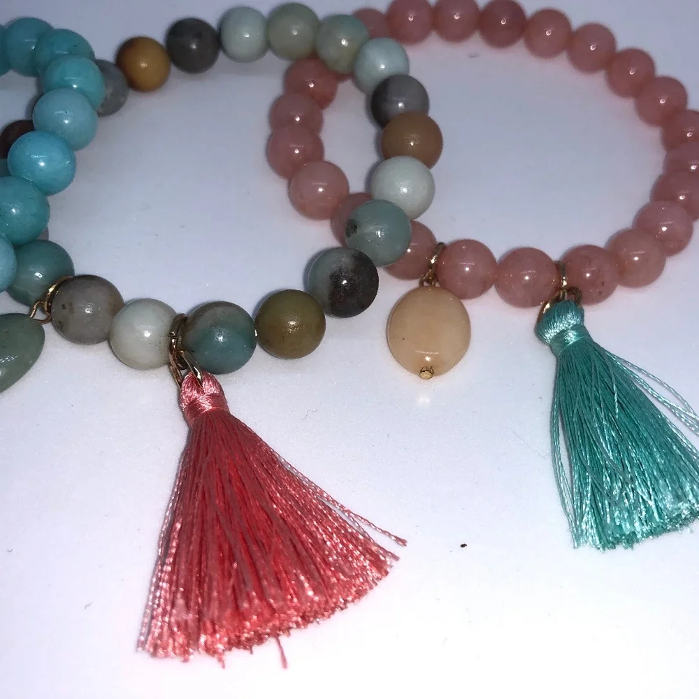 Beaded Charm Tassel Bracelets